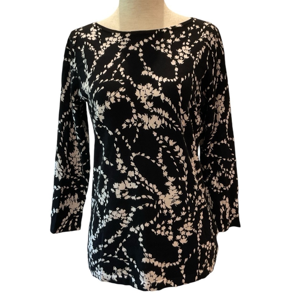 NWT Talbots Floral Boat Neck Sweater 3/4 Sleeve Size XSmall
